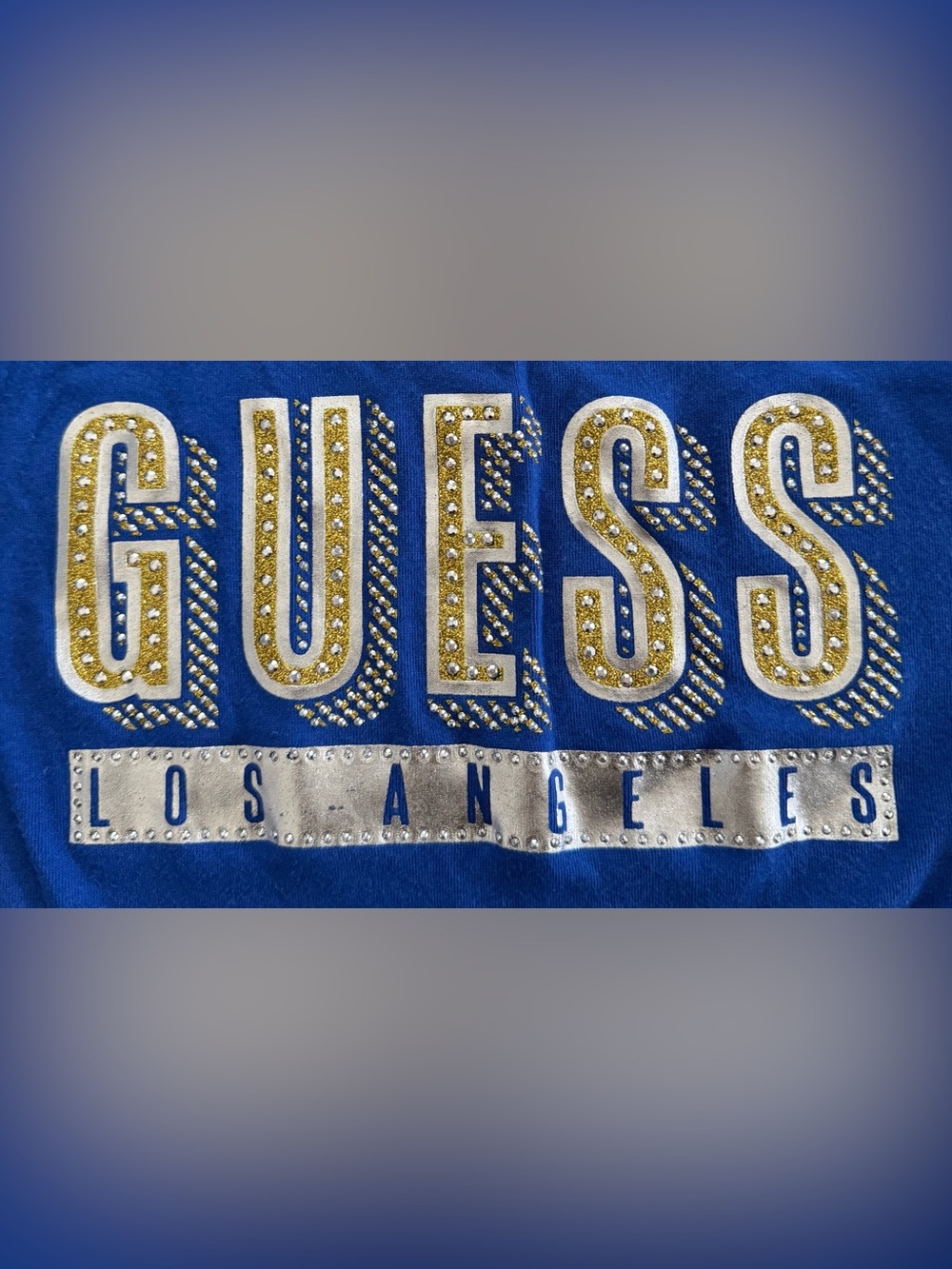 GUESS Los Angeles Rhinestone Logo Tank Top Blue Women’s M